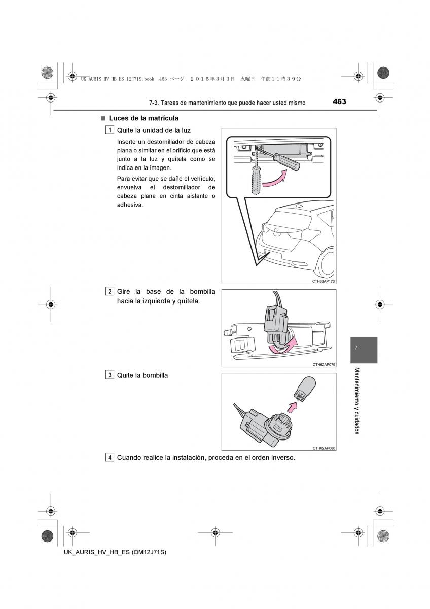 Toyota Auris Hybrid II 2 manual del propietario / page 463