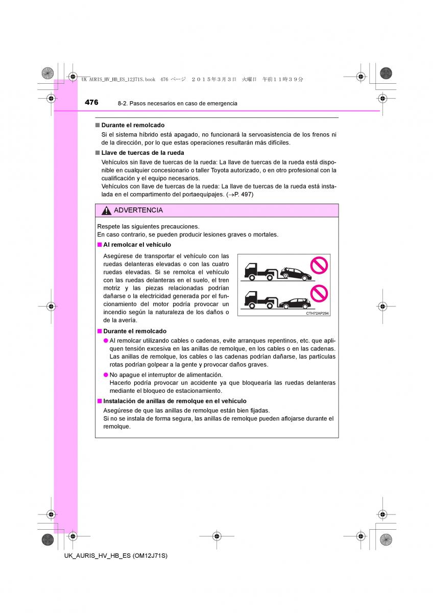 Toyota Auris Hybrid II 2 manual del propietario / page 476