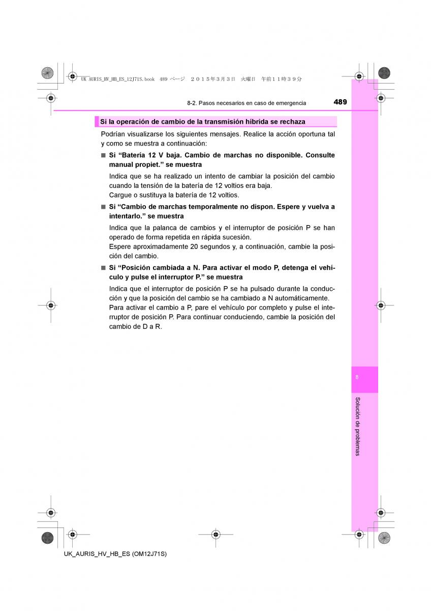 Toyota Auris Hybrid II 2 manual del propietario / page 489