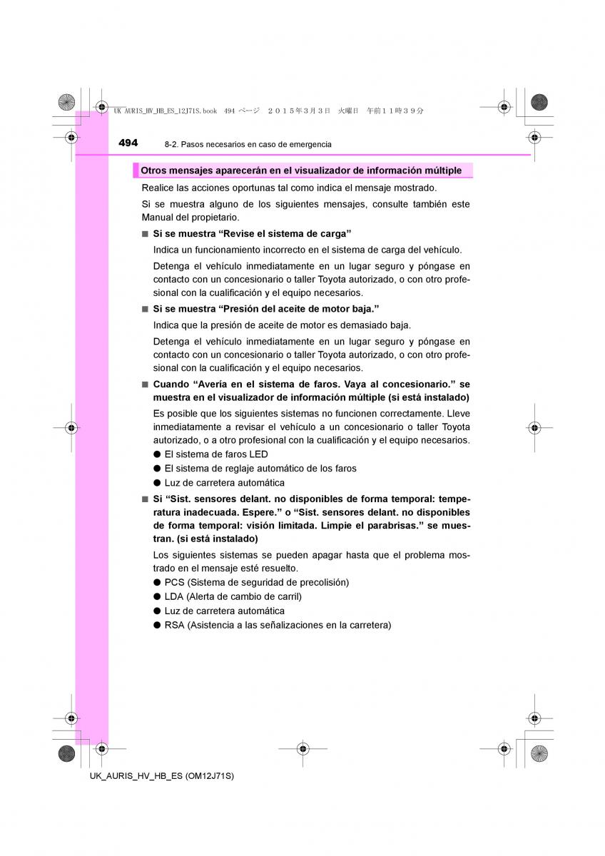 Toyota Auris Hybrid II 2 manual del propietario / page 494