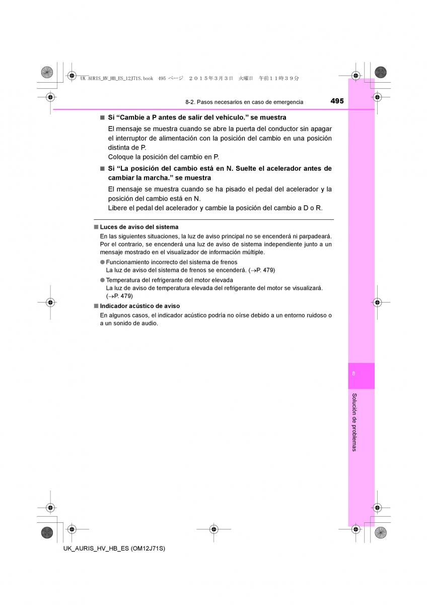 Toyota Auris Hybrid II 2 manual del propietario / page 495