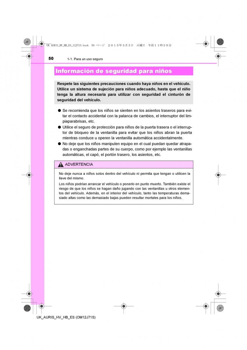 Toyota Auris Hybrid II 2 manual del propietario / page 50