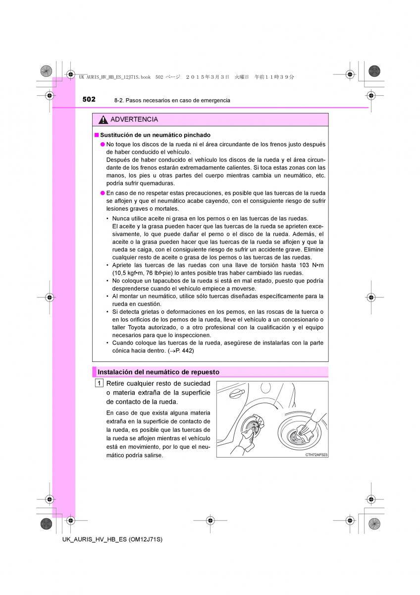 Toyota Auris Hybrid II 2 manual del propietario / page 502