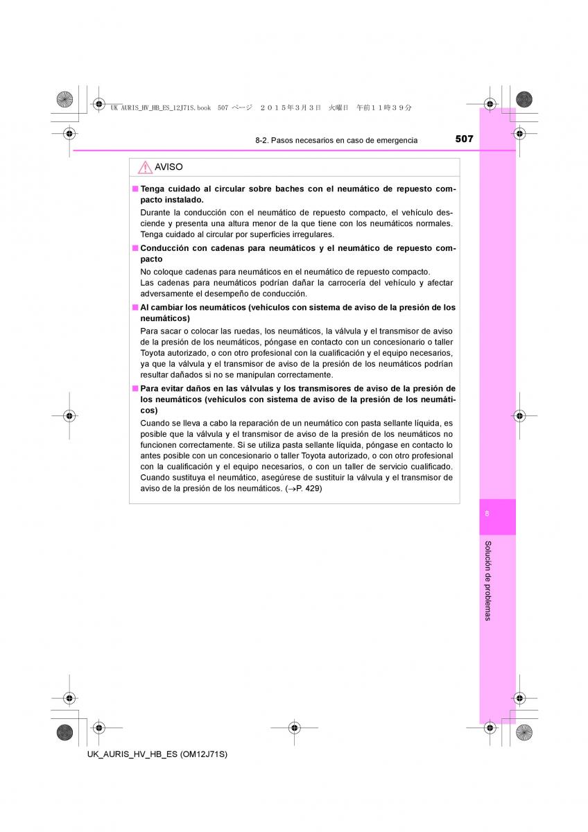 Toyota Auris Hybrid II 2 manual del propietario / page 507