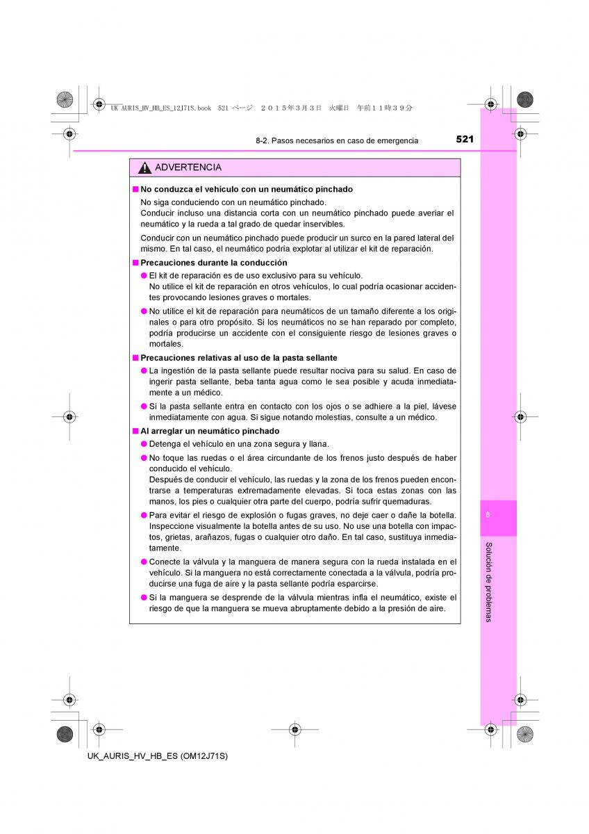 Toyota Auris Hybrid II 2 manual del propietario / page 521