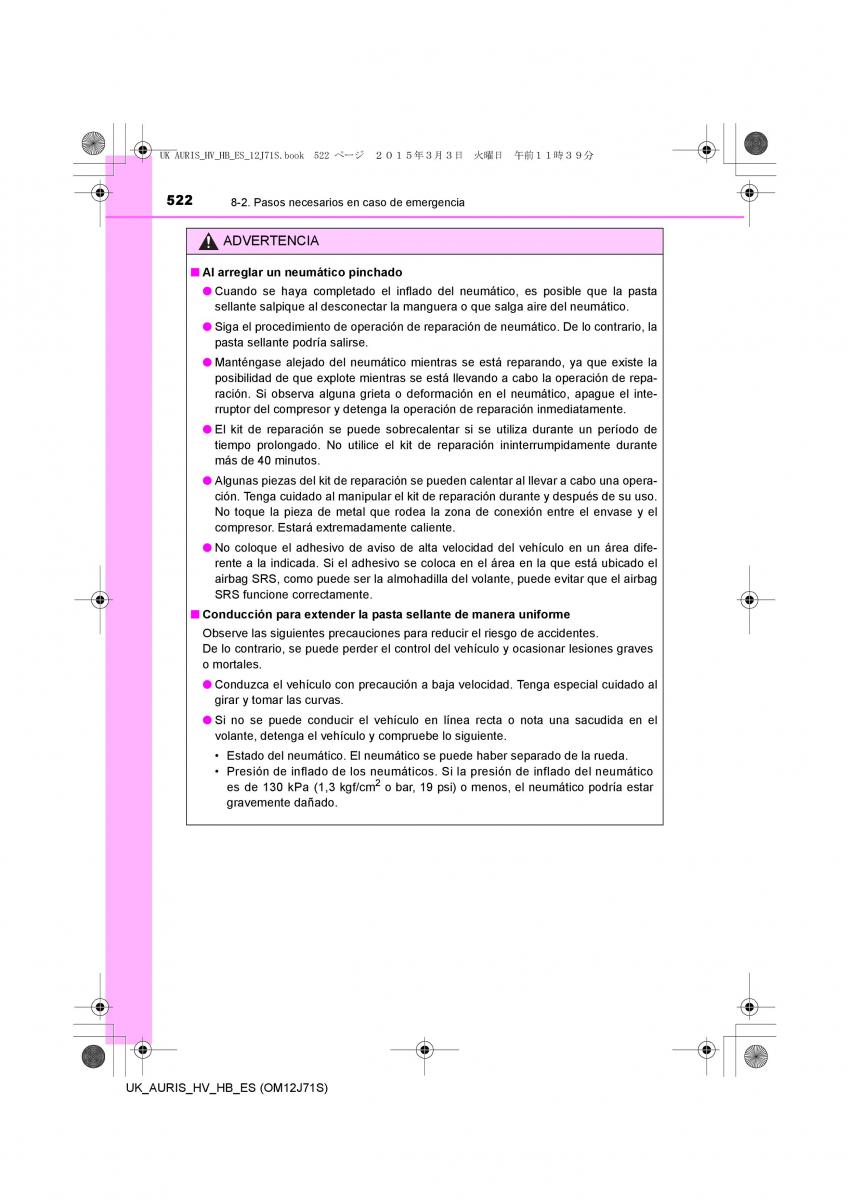 Toyota Auris Hybrid II 2 manual del propietario / page 522