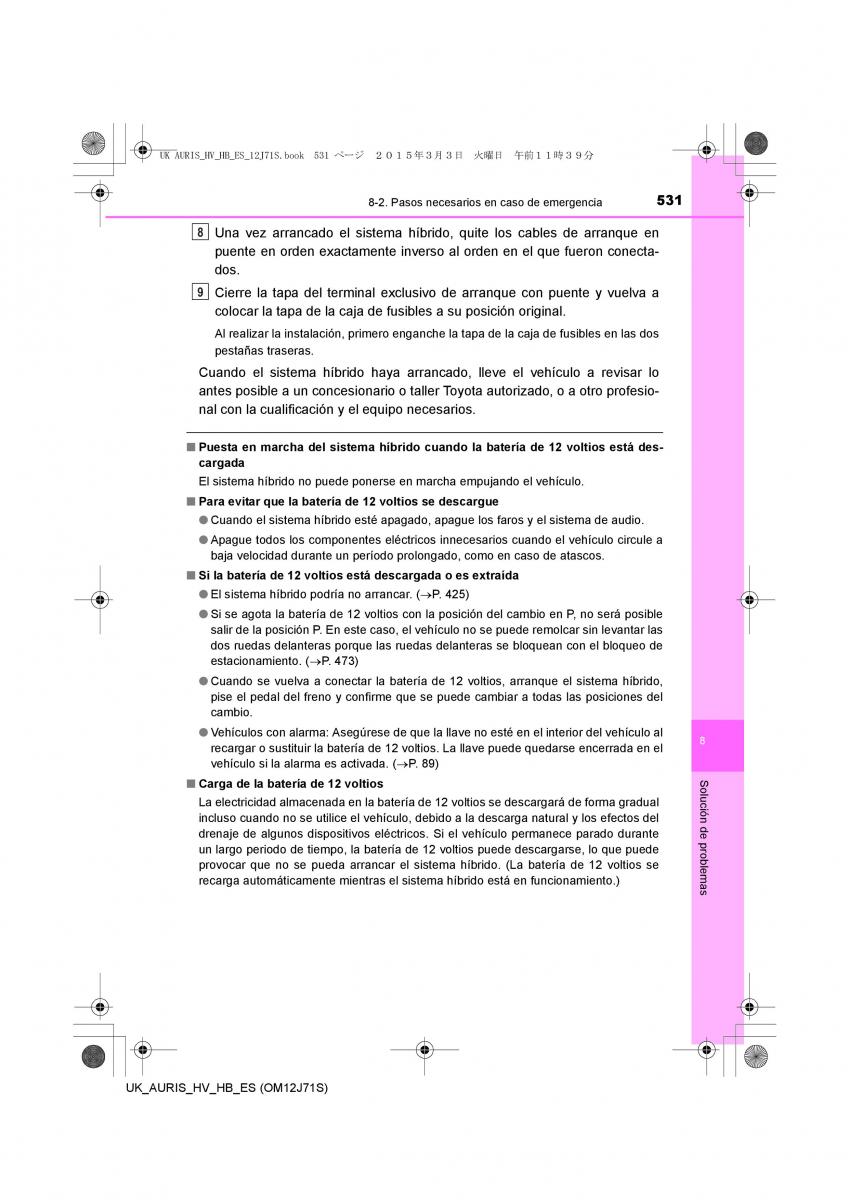 Toyota Auris Hybrid II 2 manual del propietario / page 531