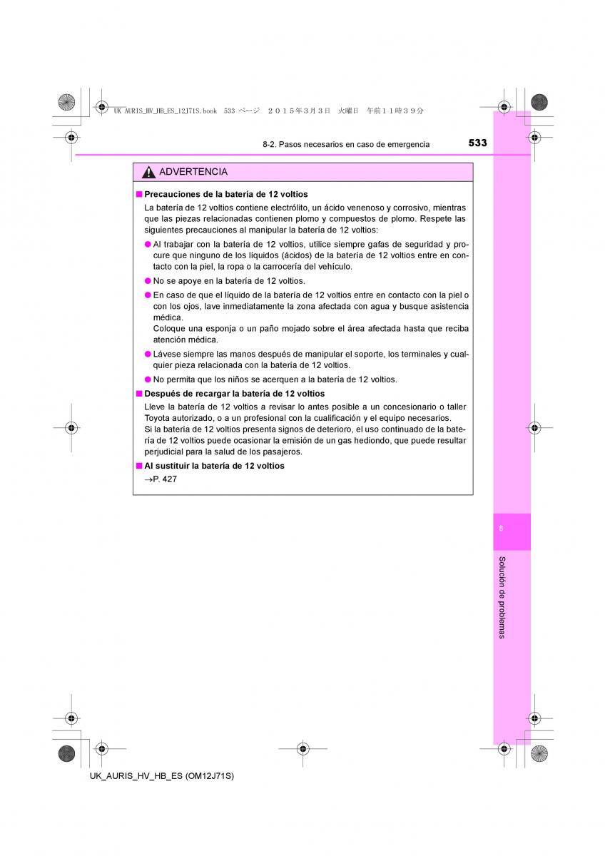 Toyota Auris Hybrid II 2 manual del propietario / page 533