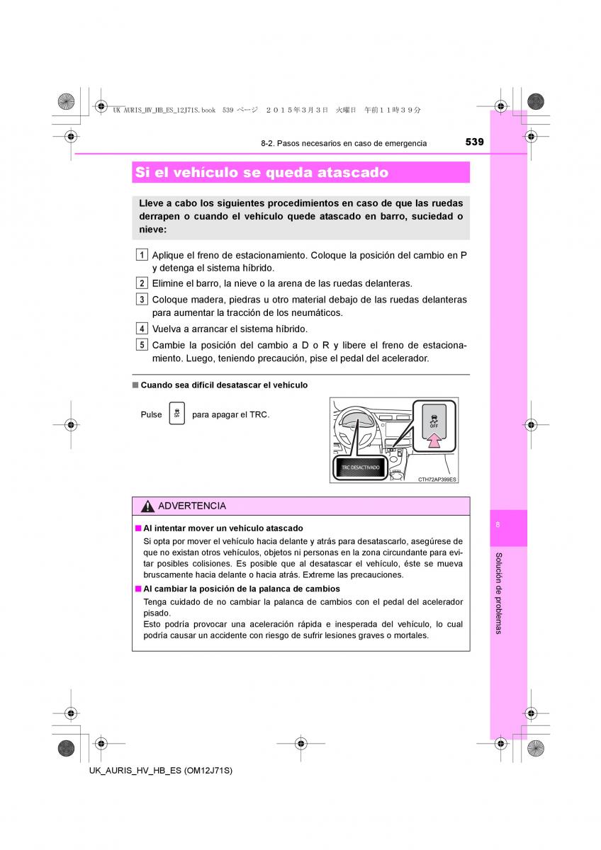 Toyota Auris Hybrid II 2 manual del propietario / page 539