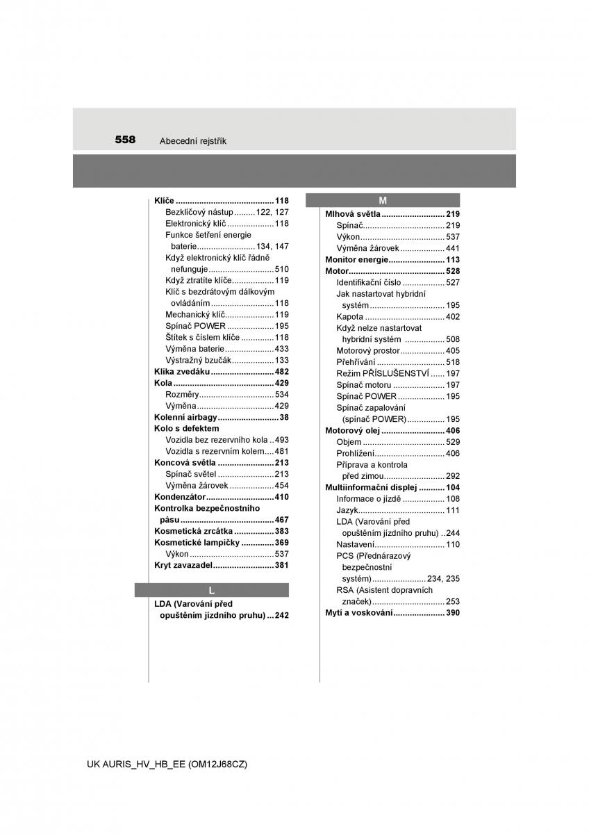 Toyota Auris Hybrid II 2 navod k obsludze / page 558