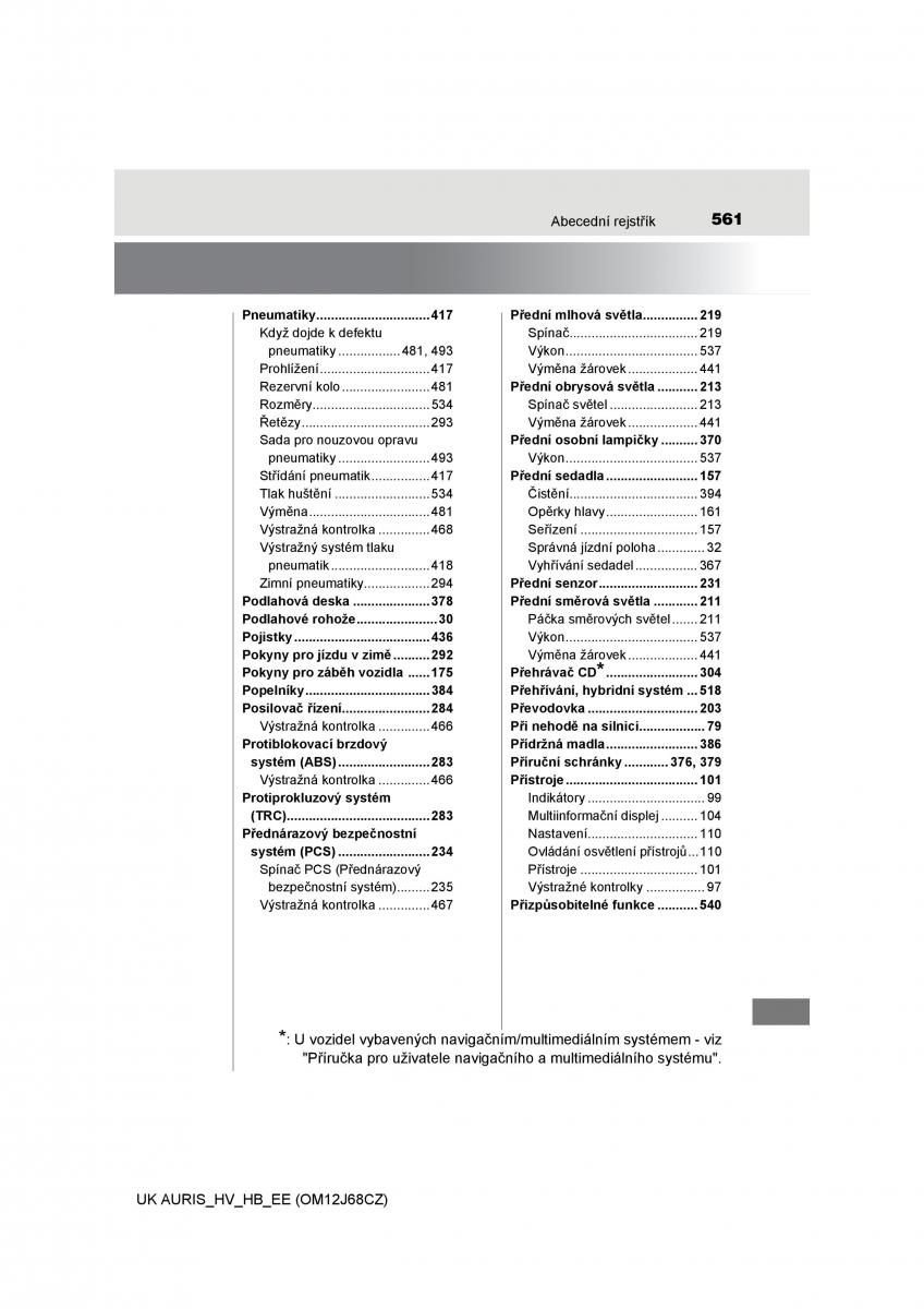 Toyota Auris Hybrid II 2 navod k obsludze / page 561