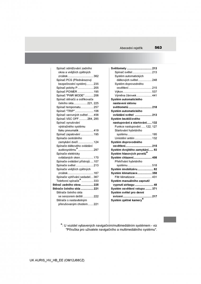 Toyota Auris Hybrid II 2 navod k obsludze / page 563