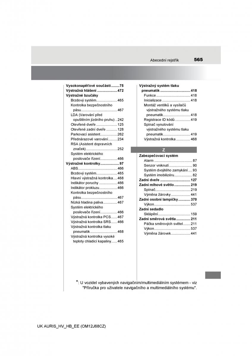 Toyota Auris Hybrid II 2 navod k obsludze / page 565