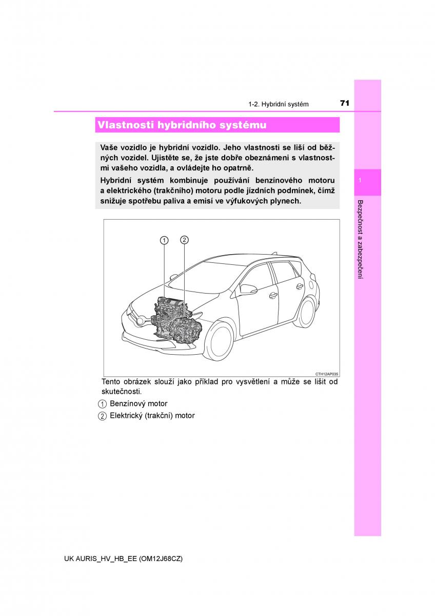 Toyota Auris Hybrid II 2 navod k obsludze / page 71