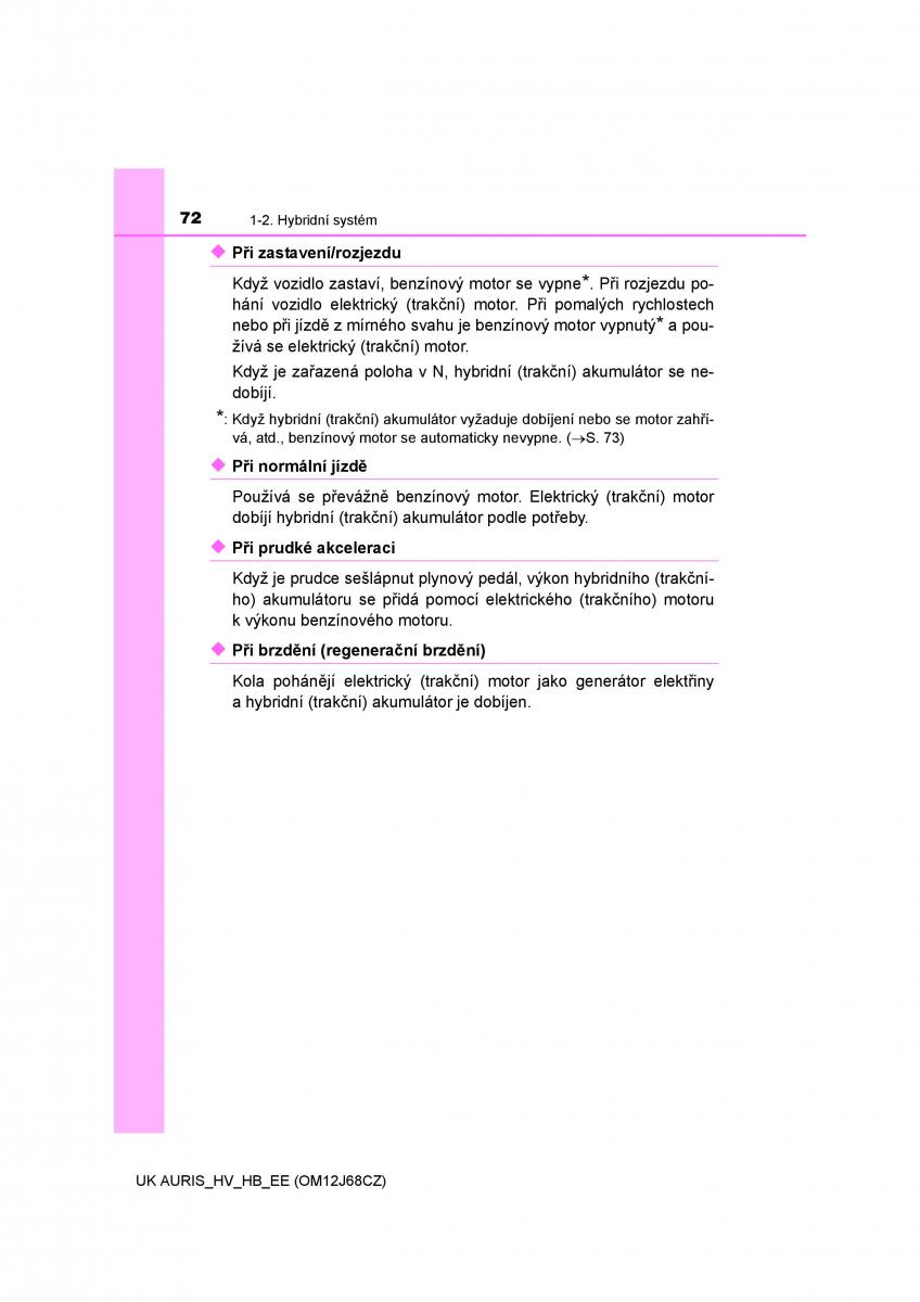 Toyota Auris Hybrid II 2 navod k obsludze / page 72