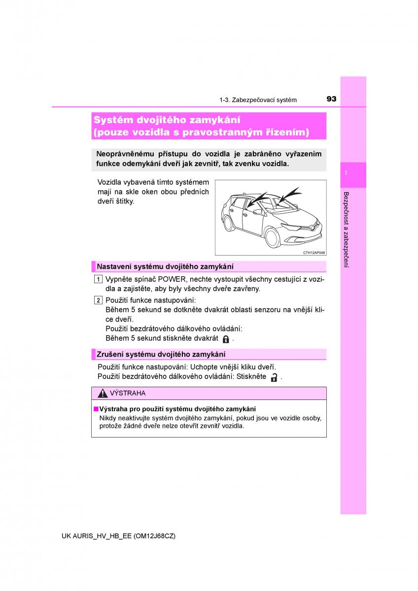 Toyota Auris Hybrid II 2 navod k obsludze / page 93