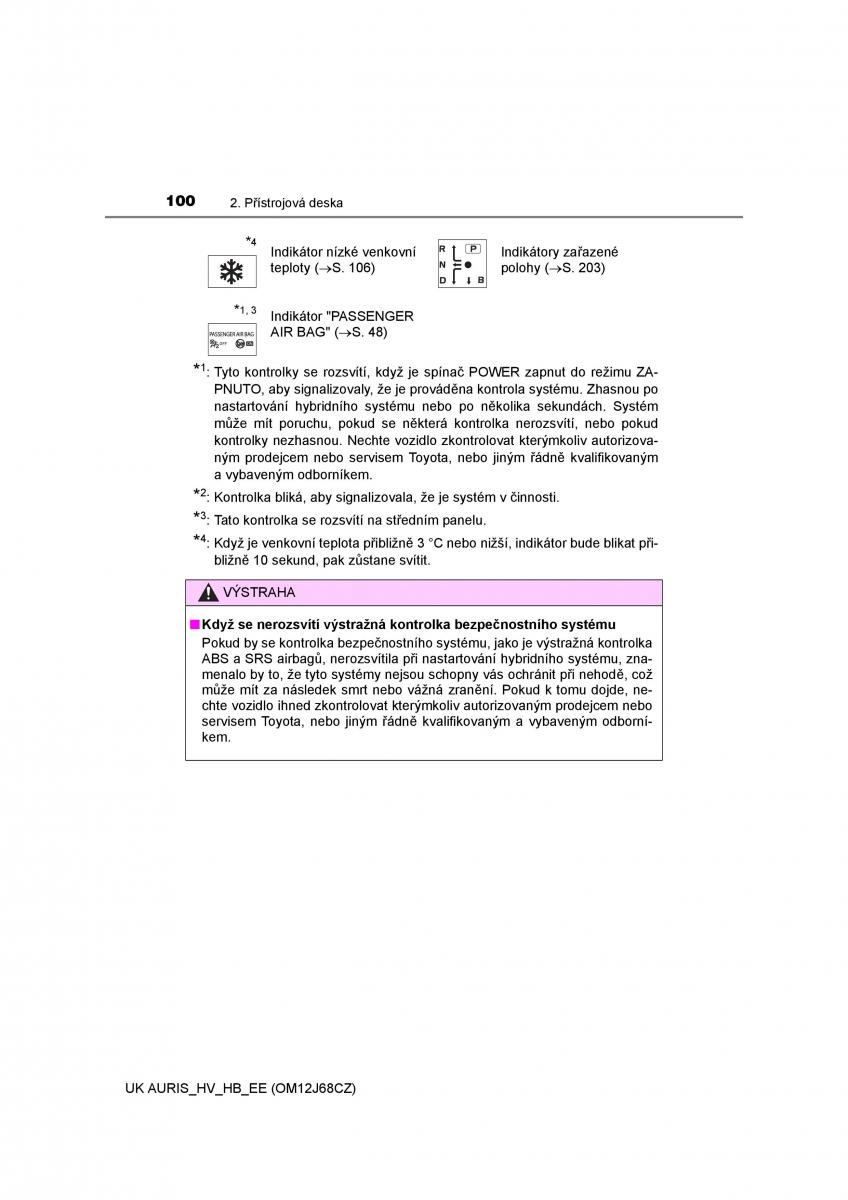 Toyota Auris Hybrid II 2 navod k obsludze / page 100