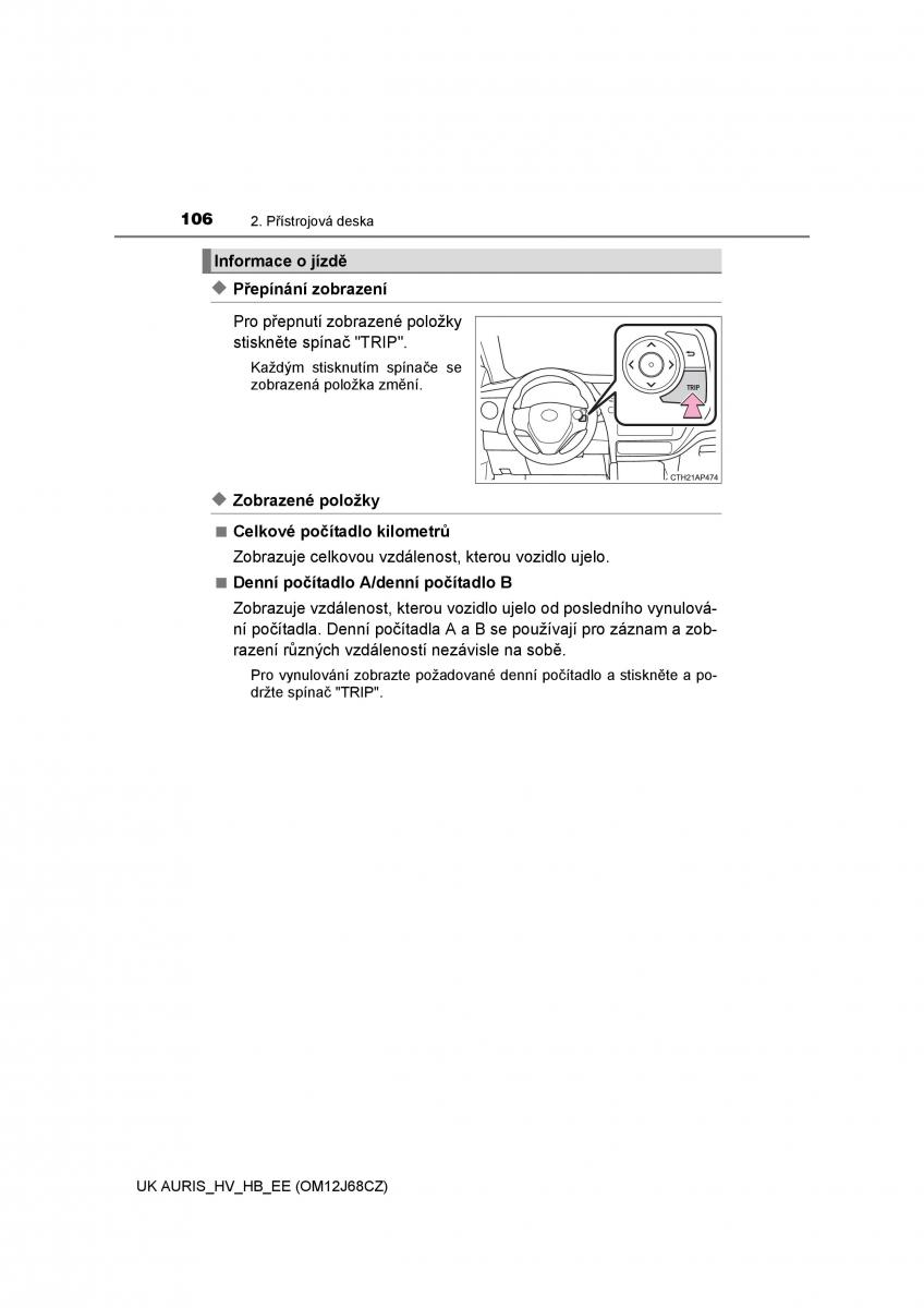 Toyota Auris Hybrid II 2 navod k obsludze / page 106