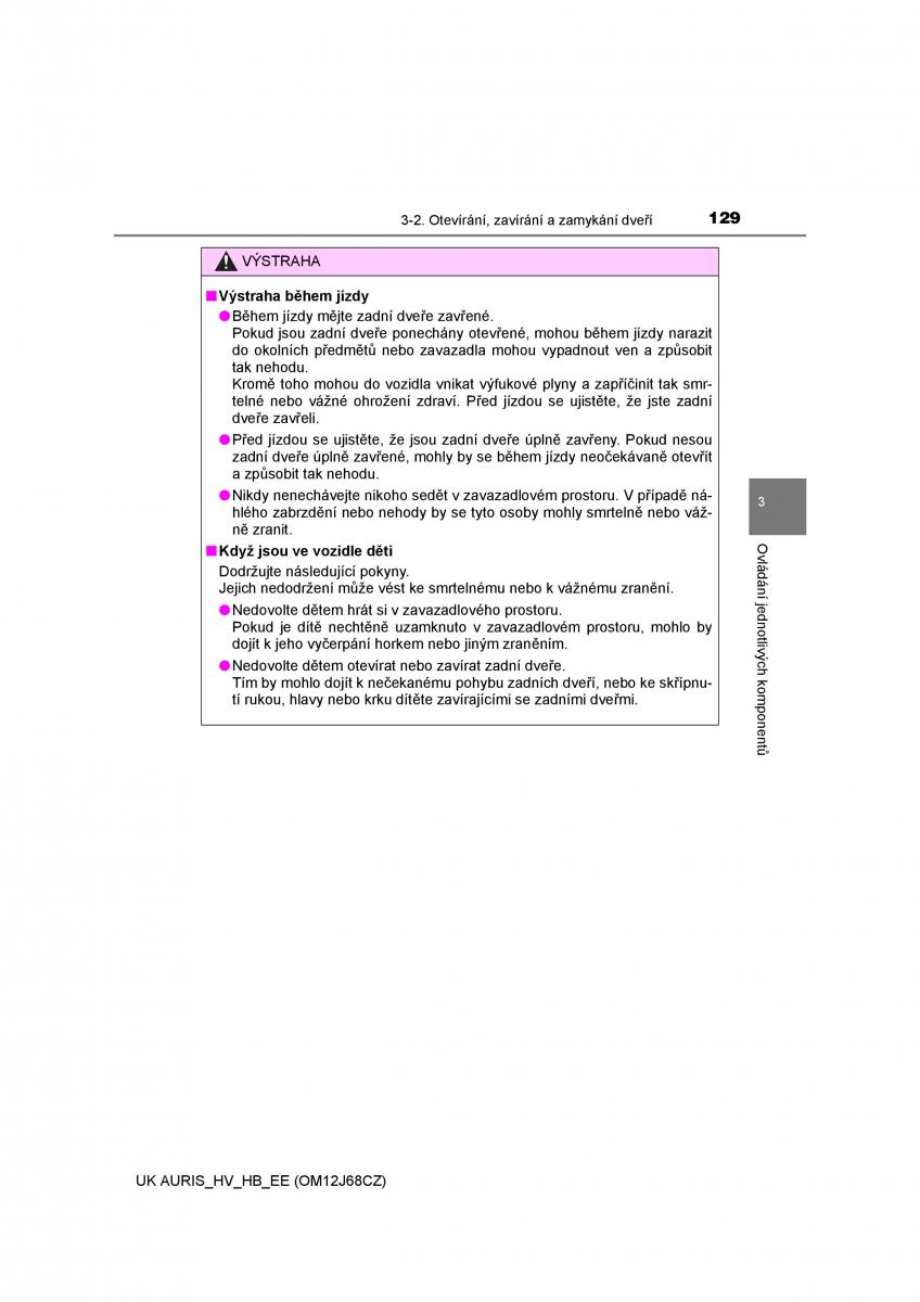 Toyota Auris Hybrid II 2 navod k obsludze / page 129