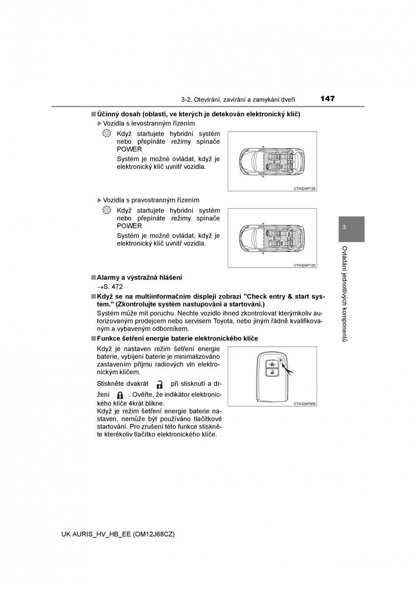 Toyota Auris Hybrid II 2 navod k obsludze / page 147