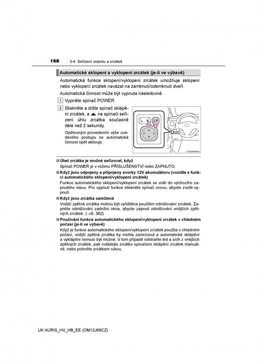 Toyota Auris Hybrid II 2 navod k obsludze / page 168