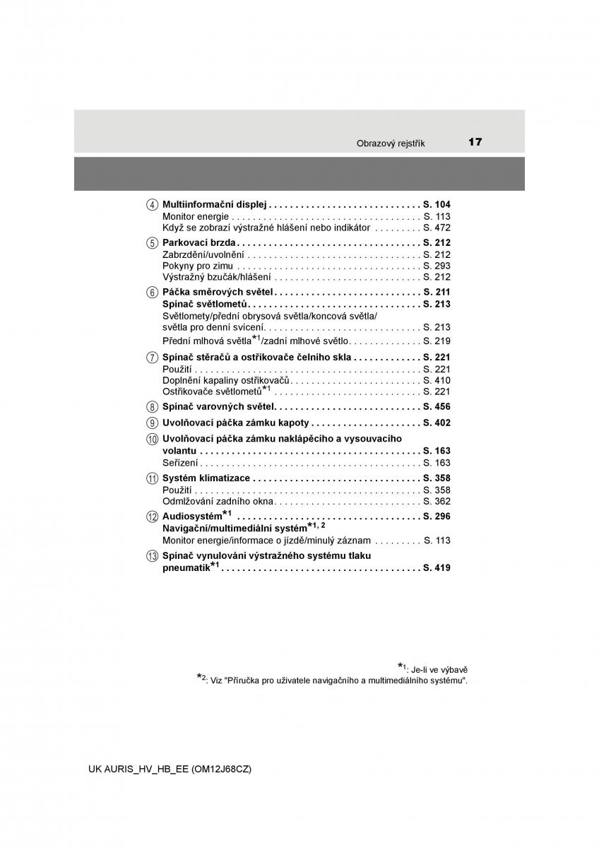 Toyota Auris Hybrid II 2 navod k obsludze / page 17