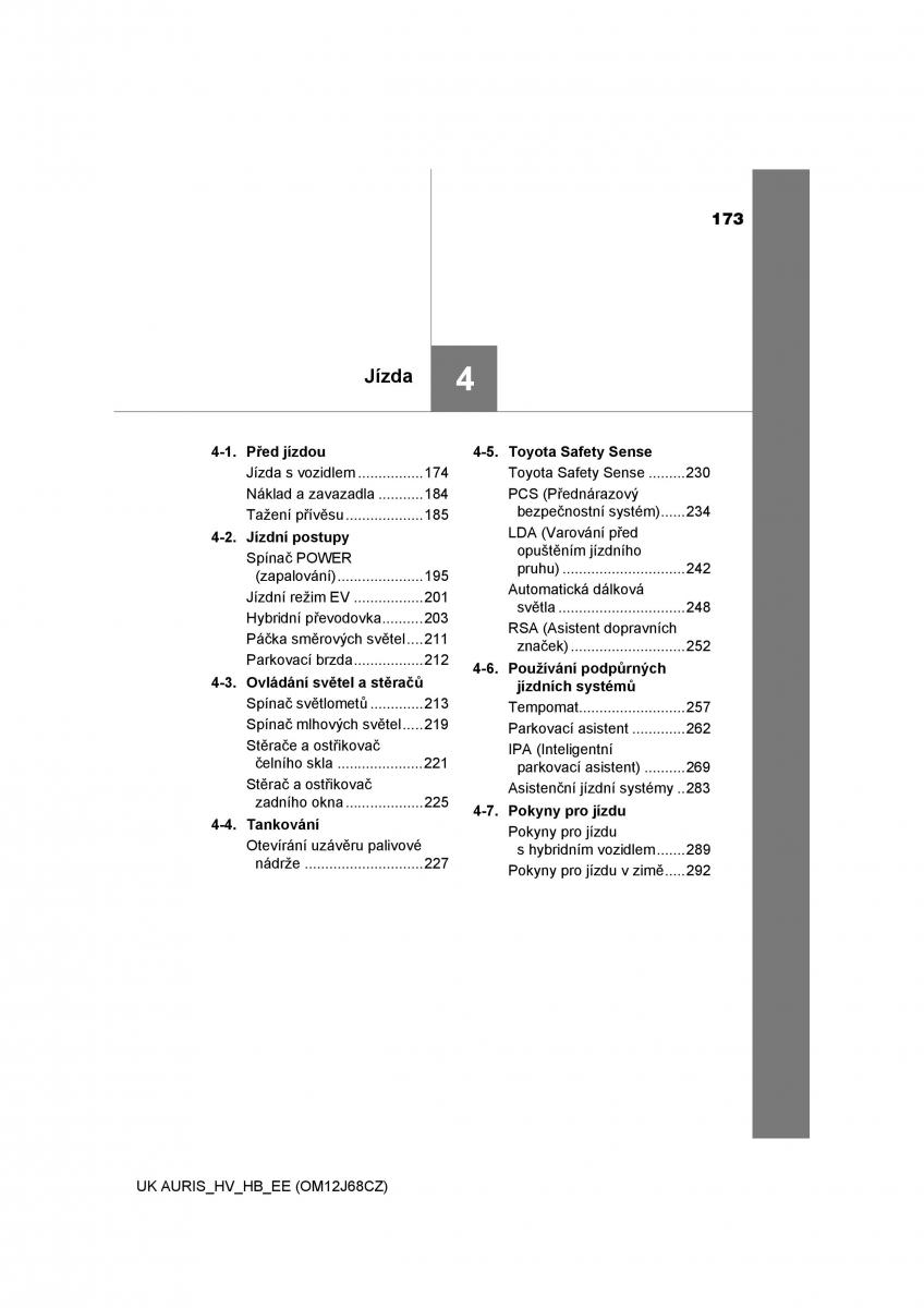 Toyota Auris Hybrid II 2 navod k obsludze / page 173