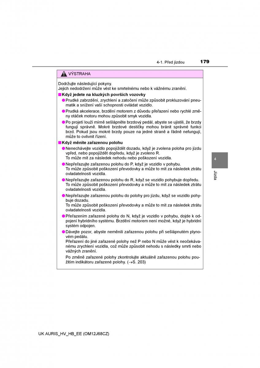 Toyota Auris Hybrid II 2 navod k obsludze / page 179