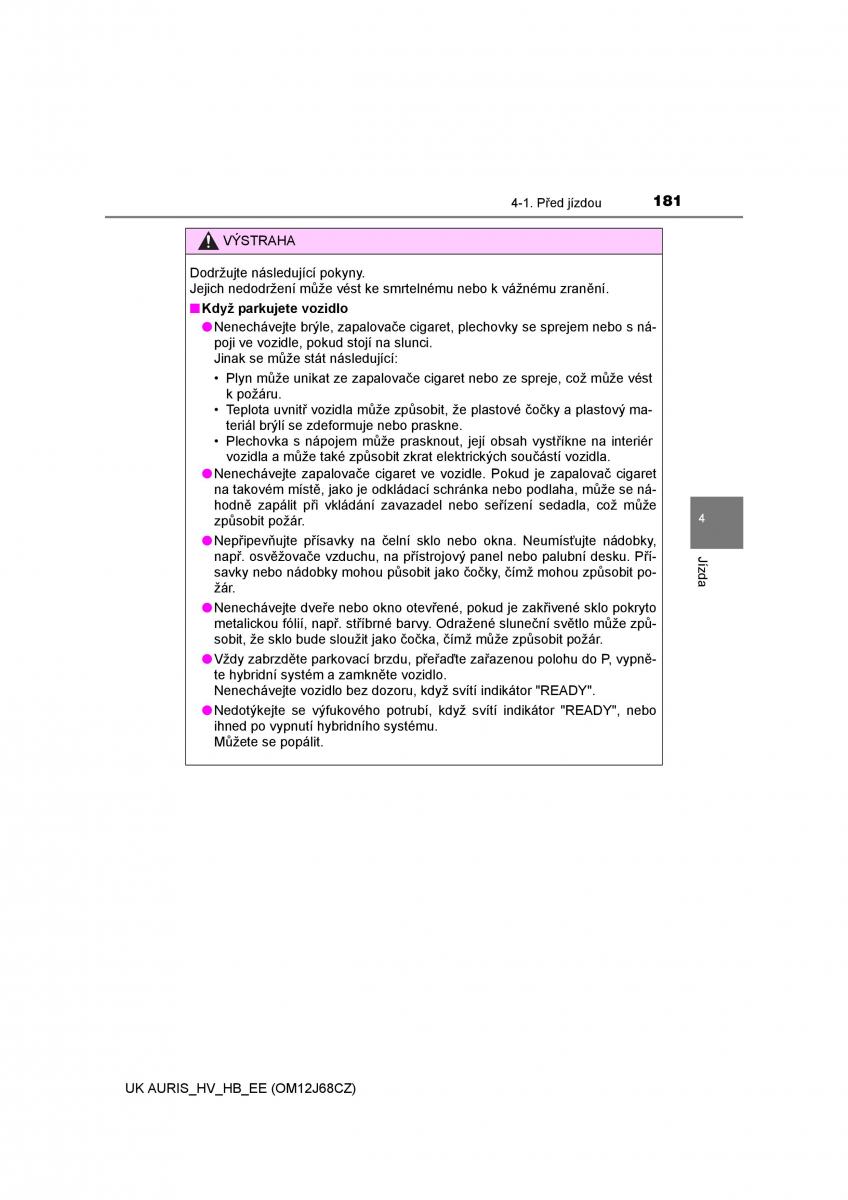 Toyota Auris Hybrid II 2 navod k obsludze / page 181