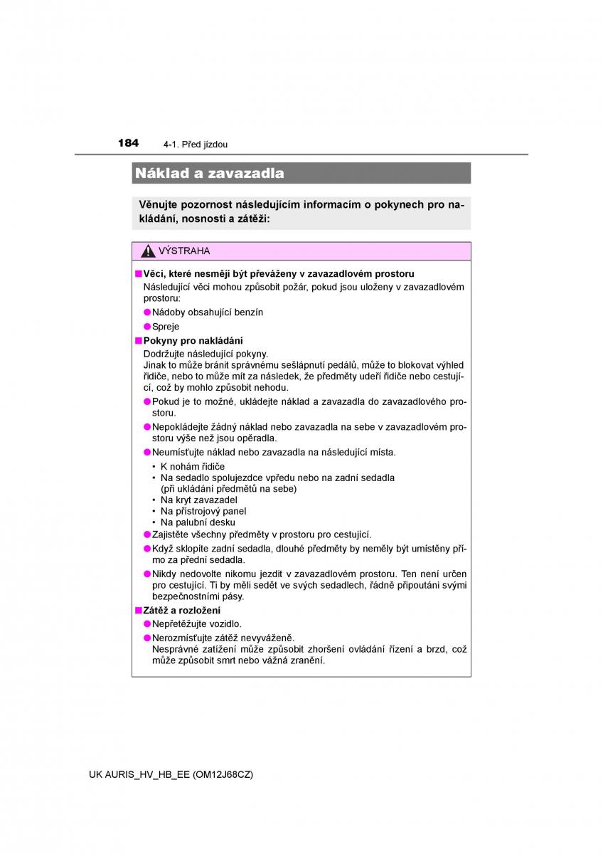 Toyota Auris Hybrid II 2 navod k obsludze / page 184