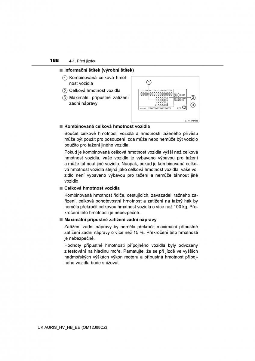 Toyota Auris Hybrid II 2 navod k obsludze / page 188