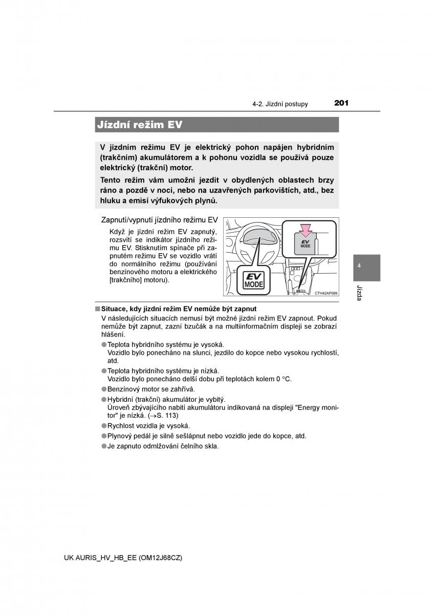 Toyota Auris Hybrid II 2 navod k obsludze / page 201