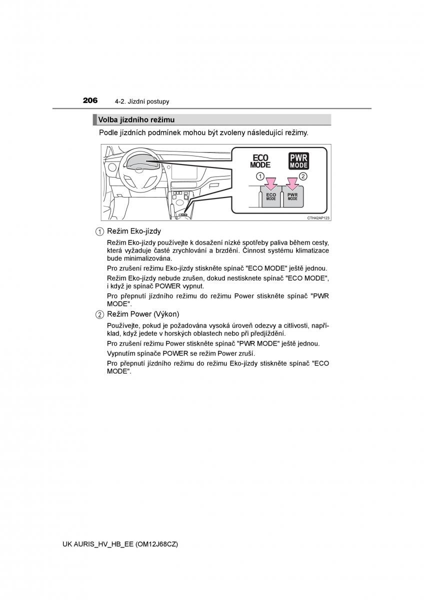 Toyota Auris Hybrid II 2 navod k obsludze / page 206