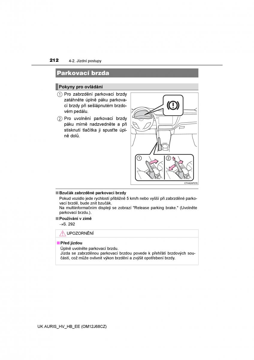 Toyota Auris Hybrid II 2 navod k obsludze / page 212