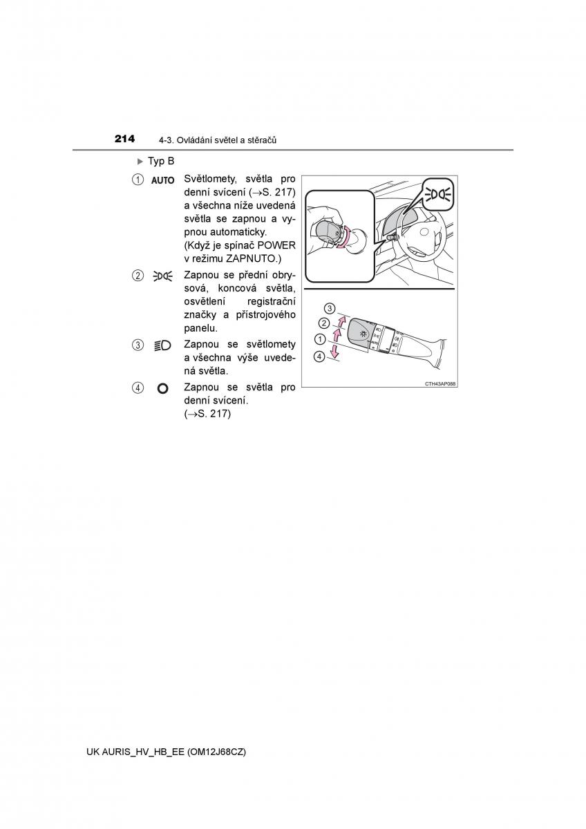 Toyota Auris Hybrid II 2 navod k obsludze / page 214