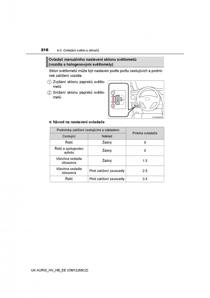 Toyota Auris Hybrid II 2 navod k obsludze / page 216