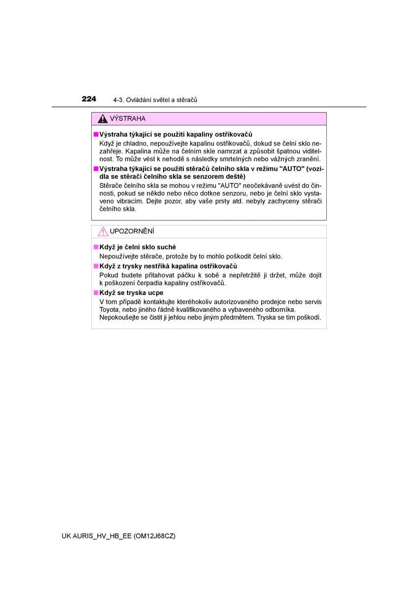 Toyota Auris Hybrid II 2 navod k obsludze / page 224