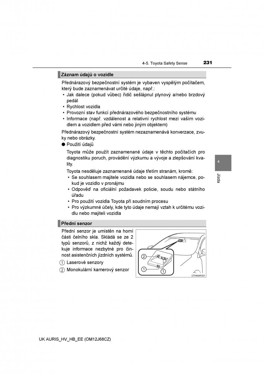 Toyota Auris Hybrid II 2 navod k obsludze / page 231