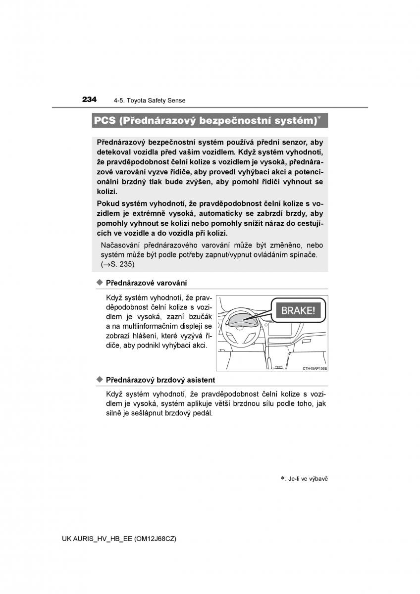 Toyota Auris Hybrid II 2 navod k obsludze / page 234