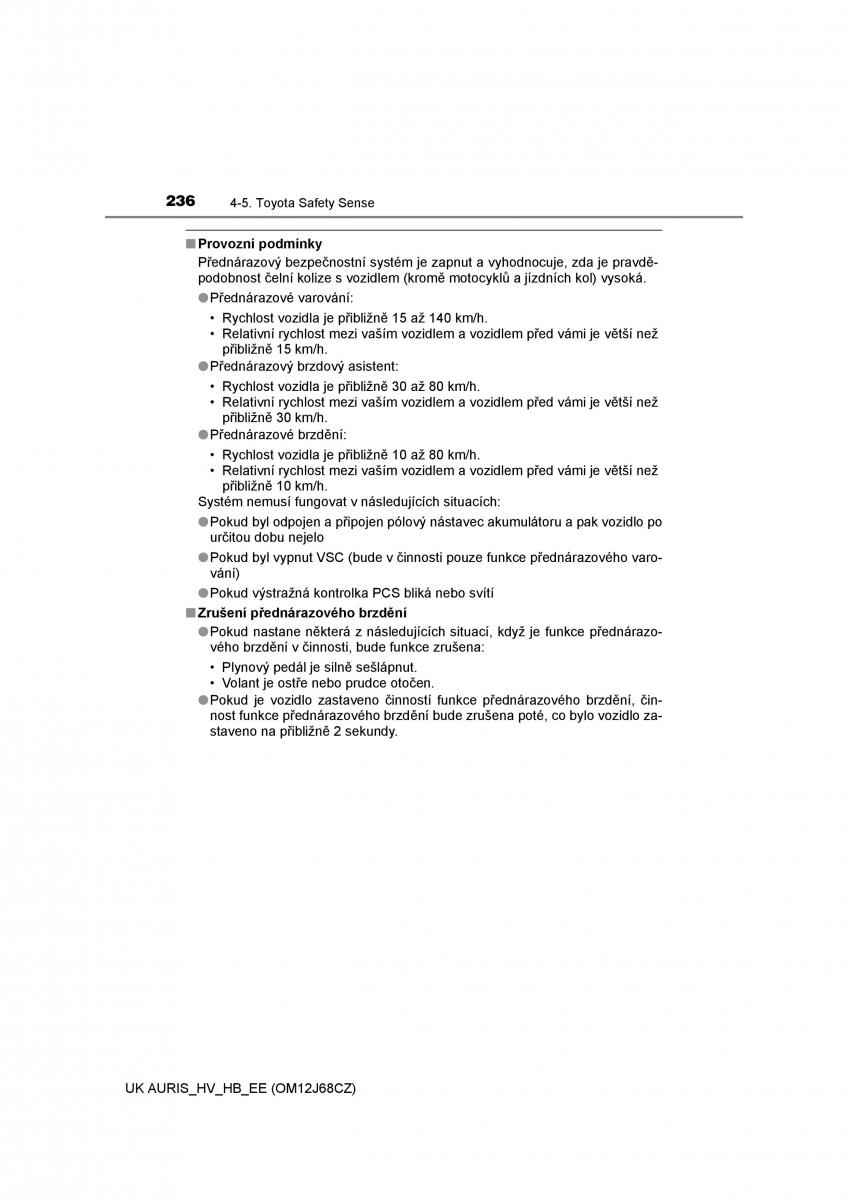 Toyota Auris Hybrid II 2 navod k obsludze / page 236