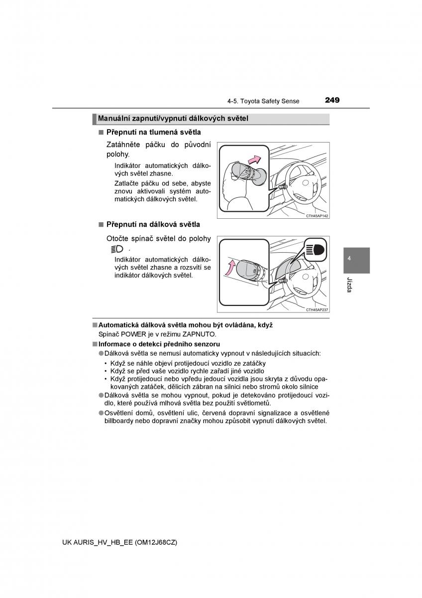 Toyota Auris Hybrid II 2 navod k obsludze / page 249