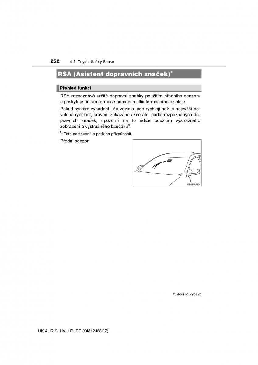 Toyota Auris Hybrid II 2 navod k obsludze / page 252