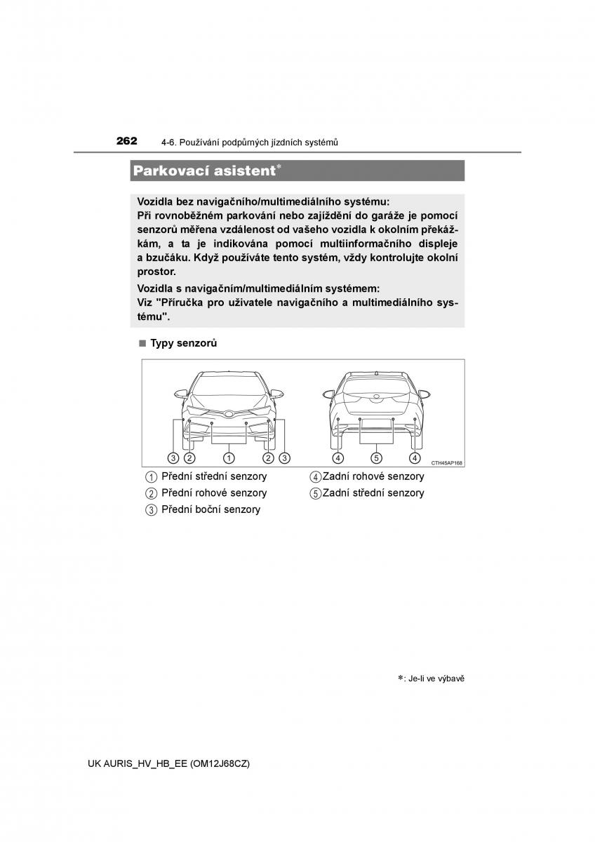 Toyota Auris Hybrid II 2 navod k obsludze / page 262