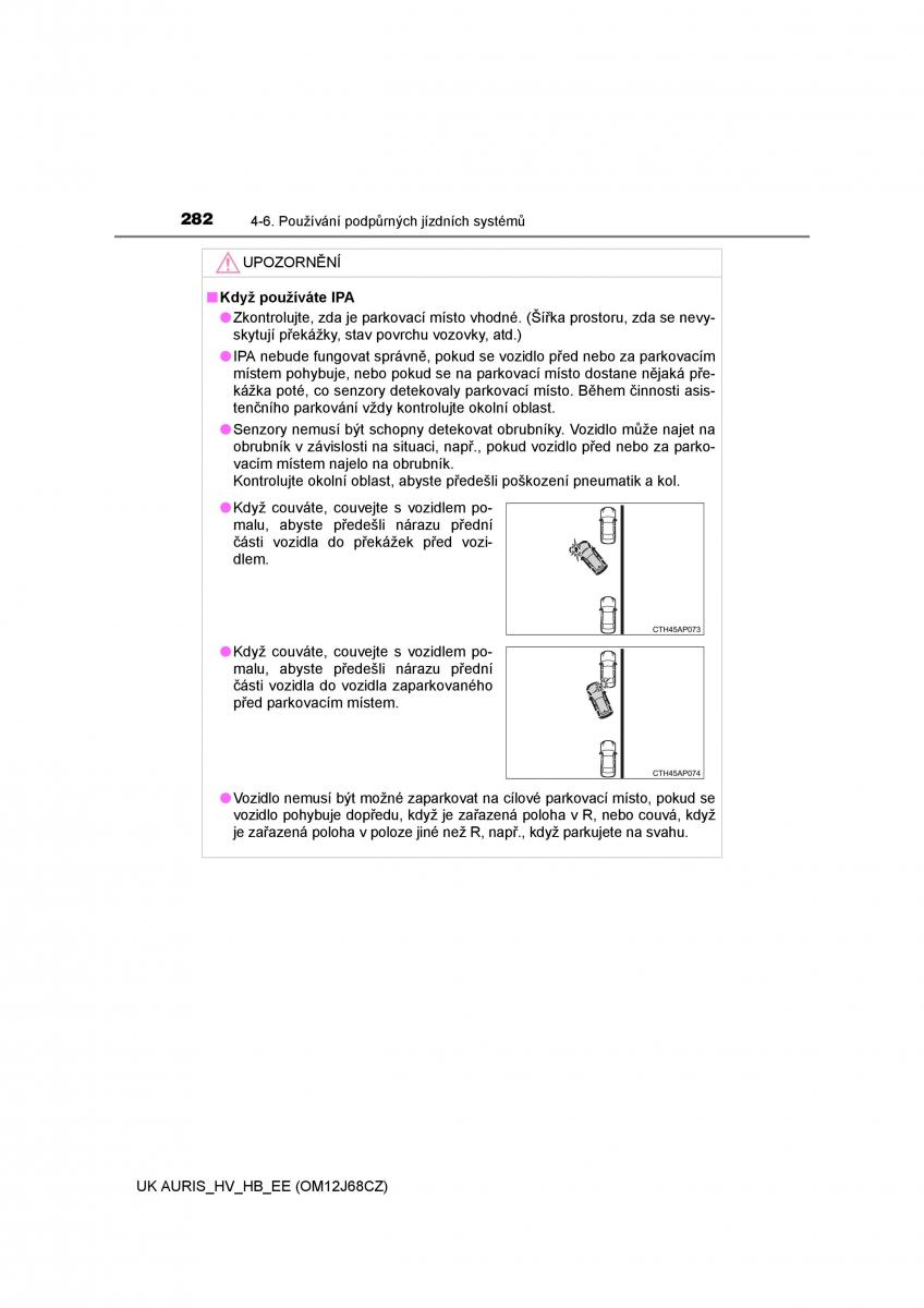 Toyota Auris Hybrid II 2 navod k obsludze / page 282