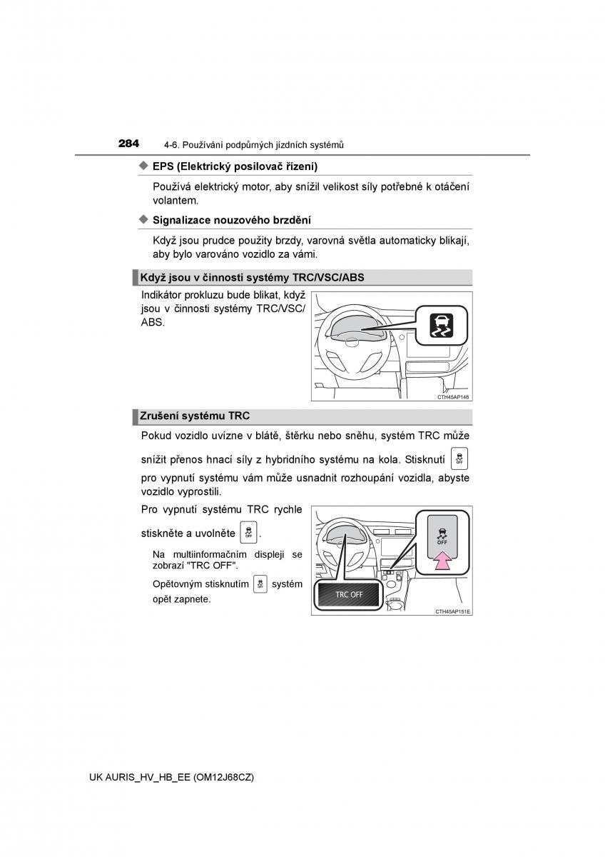 Toyota Auris Hybrid II 2 navod k obsludze / page 284