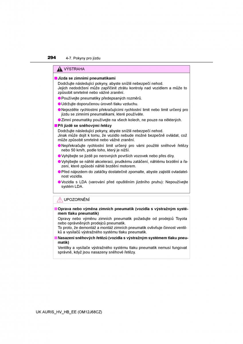 Toyota Auris Hybrid II 2 navod k obsludze / page 294