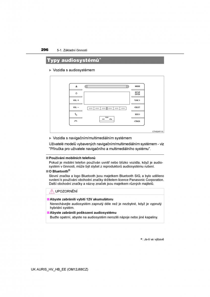 Toyota Auris Hybrid II 2 navod k obsludze / page 296