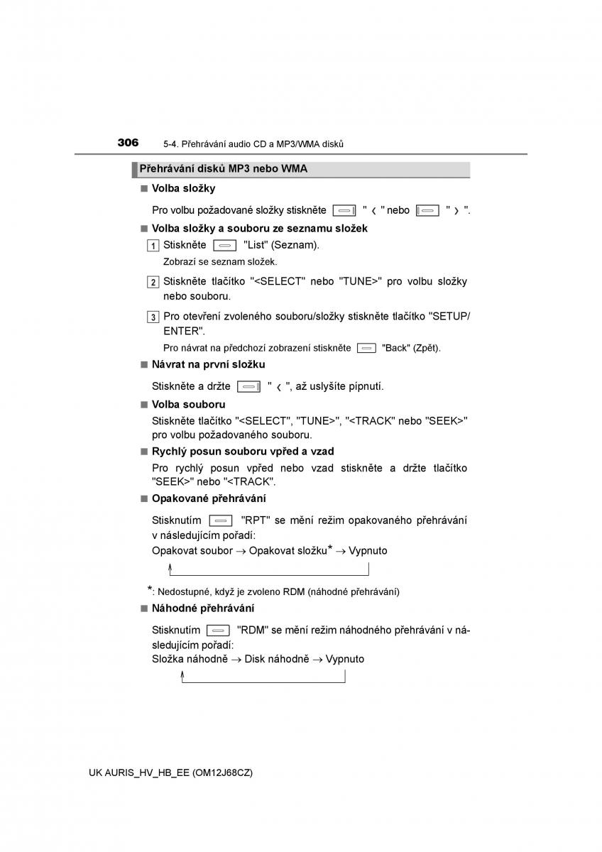 Toyota Auris Hybrid II 2 navod k obsludze / page 306