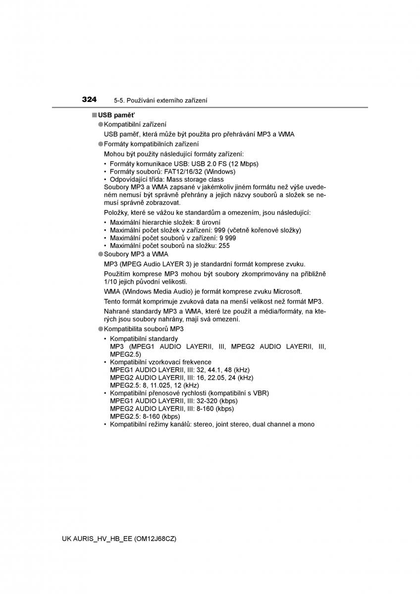 Toyota Auris Hybrid II 2 navod k obsludze / page 324