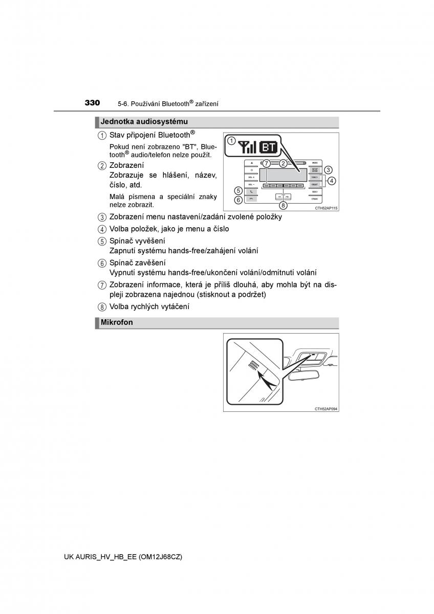 Toyota Auris Hybrid II 2 navod k obsludze / page 330